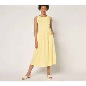 Denim & Co. Beach Jersey Regular Boatneck Midi Dress