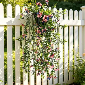6 Bundles American Flag Artificial Flowers, Faux Plants for Spring Summer Decoration,Patriotic Decor, Ideal for Independence Day Home Garden Decoration