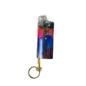 Galaxy effect glow under black light keychain lighter case/cover size large - compatible with J6 - home decor- Lighter- Accessories- by Mudita bic lighters