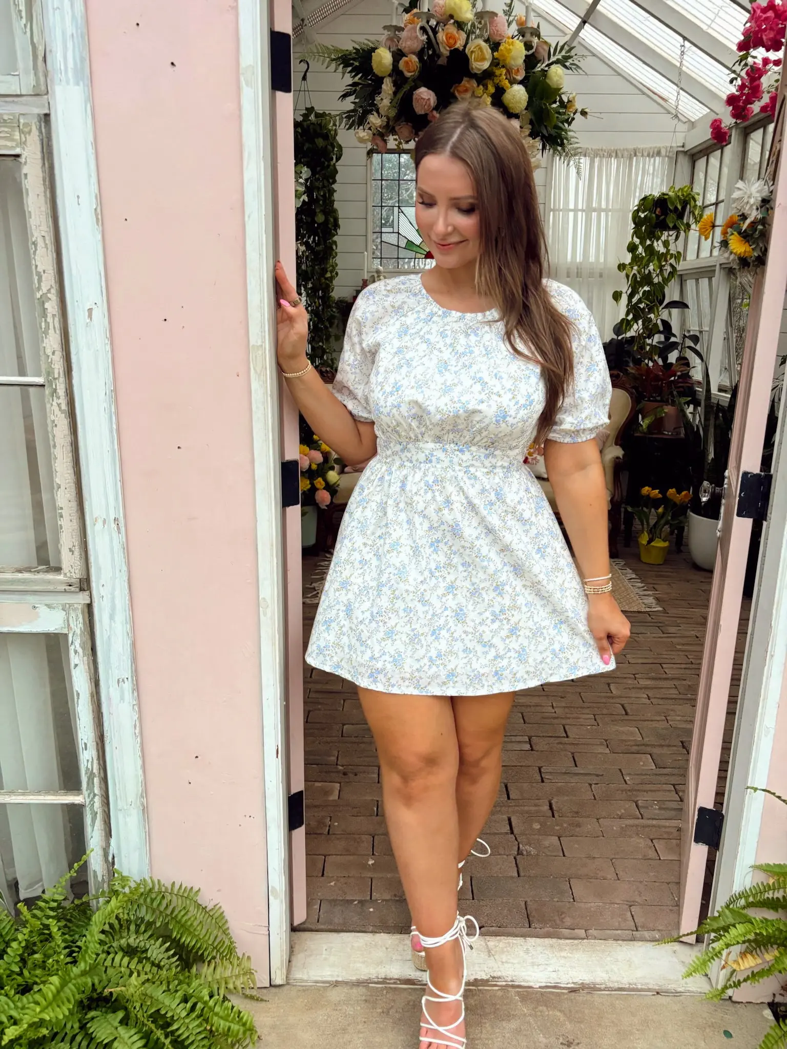 Bluebonnet Floral Mini Dress - White/Blue - TikTok Shop
