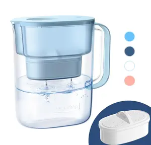 Water Filter Pitcher with 1 Filter, 200-Gallon Long-Life, 10-Cup Large Water Filter Pitcher, Improved Coffee & Tea Taste, NSF Certified, 5X Times Lifetime, Reduces PFOA/PFOS, Chlorine, Blue