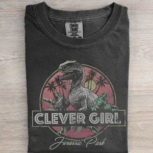 Jurassic Park Raptor Clever Girl Vintage Graphic Shirt, Jurassic Park Logo Shirt, Dinosaur T-Rex Shirt, Universal Studios Trip Tee