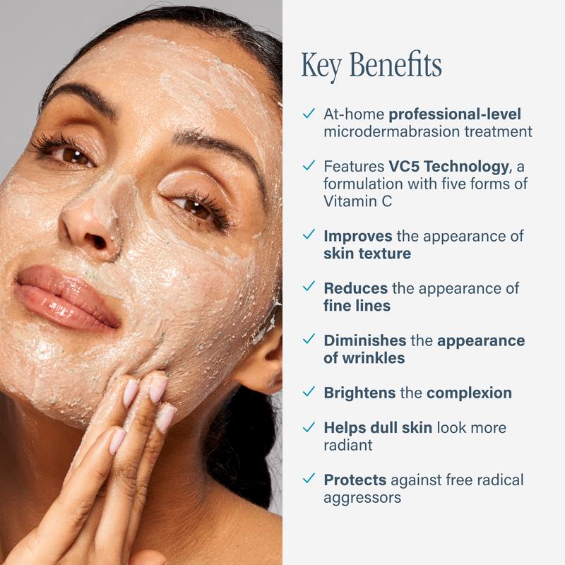 SKINN Cosmetics DermAppeal Microdermabrasion BeautyTreatment w/ V5 Crystal Technology Facial Exfoliate Tube - Powerful Microdermabrasion Skincare Treatment for All Skin Types Brightening Exfoliating Moisturizing Chemical Exfoliant