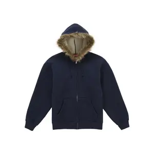 Supreme Men's Faux Fur Zip Up Hooded Sweatshirt Navy, from StockX