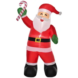 HOMCOM 8ft Christmas Inflatables Outdoor Decorations Santa Claus, Blow-Up Yard Christmas Decor with LED Lights Display