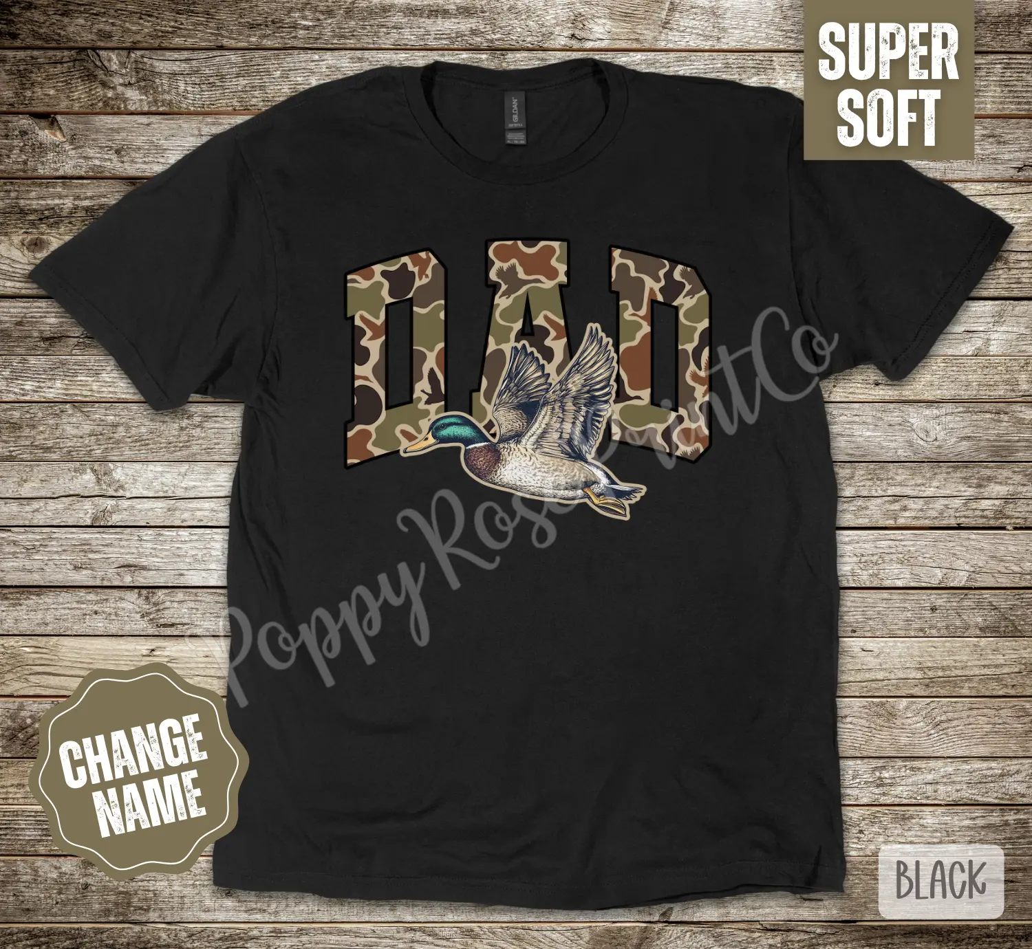 Dad Duck Gildan TShirt, Father's Day, Hunting Shirt, Men's Camo Tee, Gift for Him