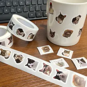 500pcs Cat Pattern DIY Decorative Stickers for Sealing and Decoration, Waterproof Vinyl Material, Perfect for Stationery and Gifts, Cute Cat Face Expressions, Aesthetic Stickers