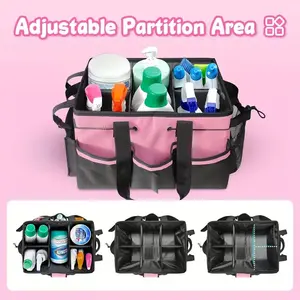 Large Capacity Cleaning Tool Storage Bag with Foldable Compartments and Shoulder Strap, Portable Multi-Functional Gardening Household Cleaner, Tool Bag Organizer