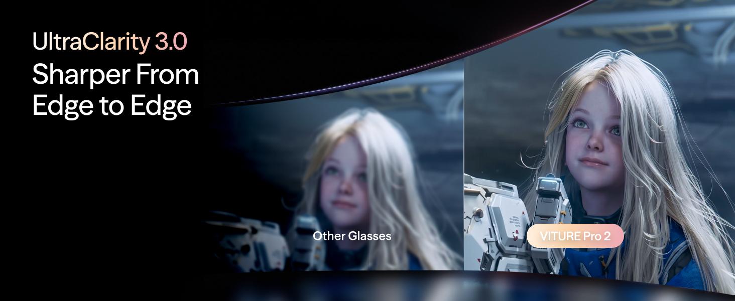 VITURE Pro 2 XR AR Smart Glasses with UltraClarity 3.0, 146" Display, 50° FOV, 1600 Nits Sony Micro-OLED, 63g Weight, 0-5.00D Built-in Diopter, SGS Eye Care Certified, Phone Sync for iPhone, Android, Mac, PC, Steam Deck