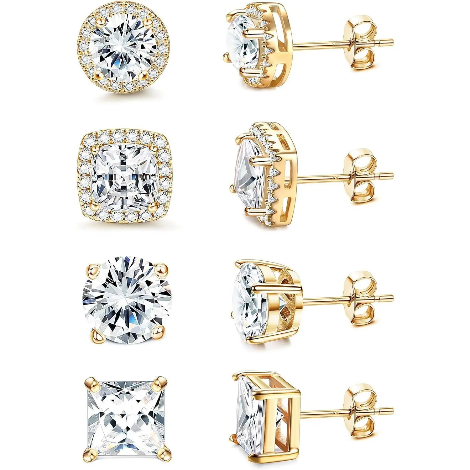 MILACOLATO  Cubic Zirconia Stud Earrings HypoallergenicPost Earrings | Big Brilliant Simulated Halo Stud Earrings for Women Men Springtok