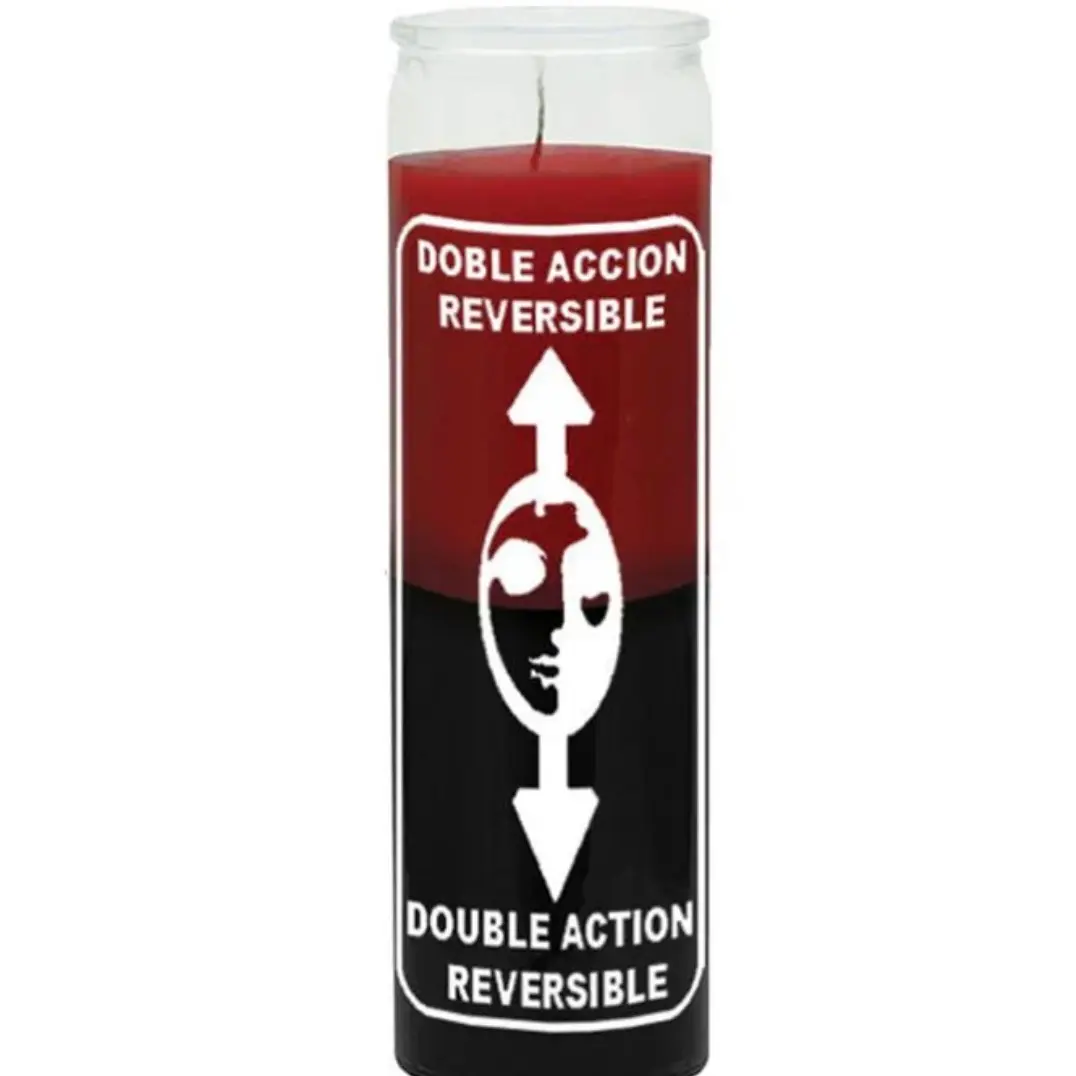 7 Day Glass Candle 2 Color Reversible - Red / Black Evil Negative Energy reversal, return back to the sender