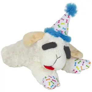 Multipet Lamb Chop w/ Birthday Hat Dog Toys 10.5"