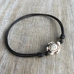Stone Turtle Brown Anklet