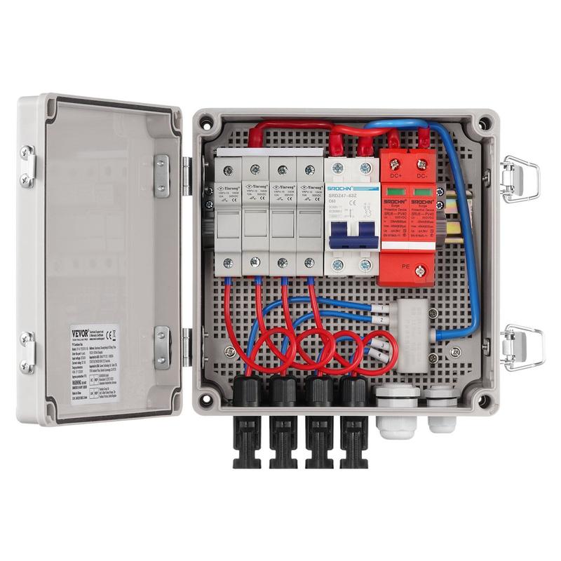 VEVOR Solar PV Combiner Box 4 String 10A for Solar Panel System ABS ...