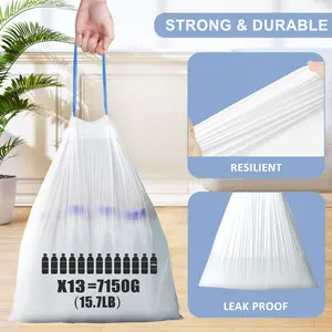 132/264 Count-small Trash Bags 4 Gallon BagDrawstring White Bathroom Garbage Bags,tear-free ,plastic Wastebasket Liners For Toilet HomeOffice And Bedroom emergency  toilet 13  wall  on  strash  bags household gadget Trashbags Garbagebag