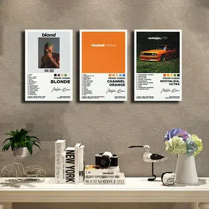 3PS Frank Ocean Canvas Album Covers Art Prints Set of 3 for Wall Decor Featuring Blonde Chanel Orange & Nostalgia Ultra Unframe 8x12in Poster