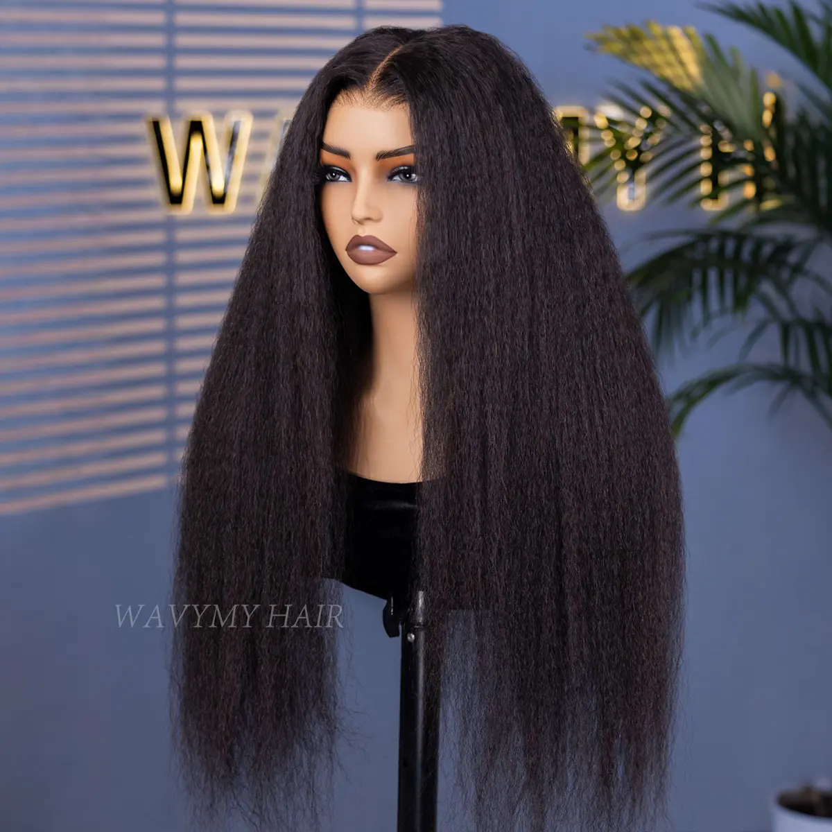 Wavymy 7x5 Bye-Bye Knots Wig Quick Glueless & HD Lace Pre Cut Kinky Straight Invisible Knots With Invisi Drawstring With Baby Hair 250% Density