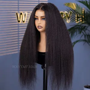 Wavymy 7x5 Bye-Bye Knots Wig Quick Glueless & HD Lace Pre Cut Kinky Straight Invisible Knots With Invisi Drawstring With Baby Hair 250% Density