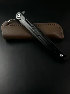 EDC convenient folding knife with leather bag for outdoor camping, barbecue, fruit cutting, office unboxing, Mother's Day gift