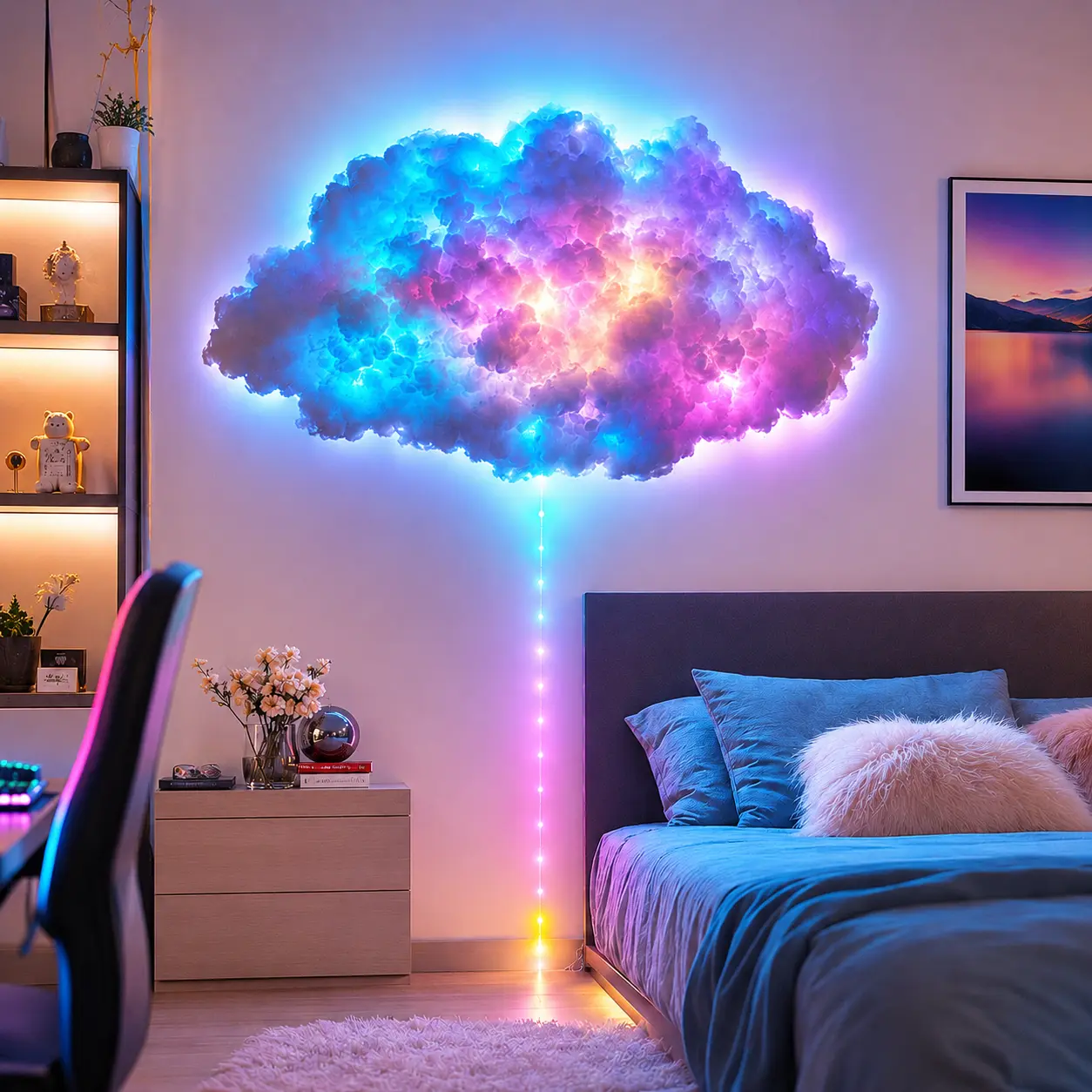 Thunder Cloud Light, DIY Cloud Lamp, RGB LED Cloud Light, Color Changing Cloud Ceiling Light, Music Sync Room Light, App Control Ambient Lamp, Bedroom Decor, Gaming Room Decor, Party Lights, Holiday Room Decor rechargeable wall sconce recessed colorful