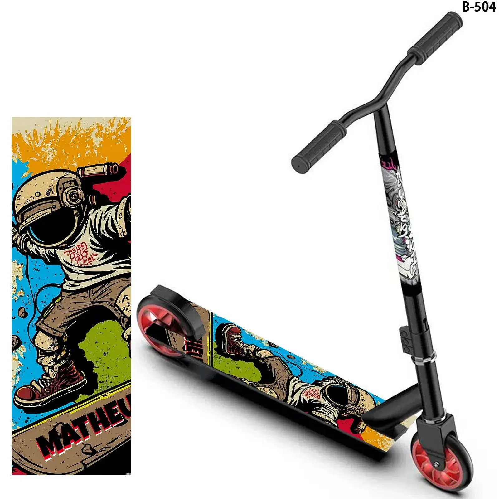1 Street Graffiti Wind Astronaut Scooter Sticker, Scooter DIY Decoration Sticker/Suitable for Scooter/Portable Folding Scooter