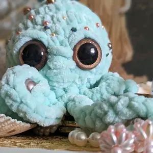 Seafoam Crochet Amigurumi Octopus Babies Hand Beaded