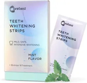 Carebest Teeth Whitening Strips for Sensitive Teeth - 36 Mint Flavor Strips for Daily Oral Care & Radiant Smile - Mild Safe Intensive Whitening Kit - Complete Kit with 18 Treatments Essence