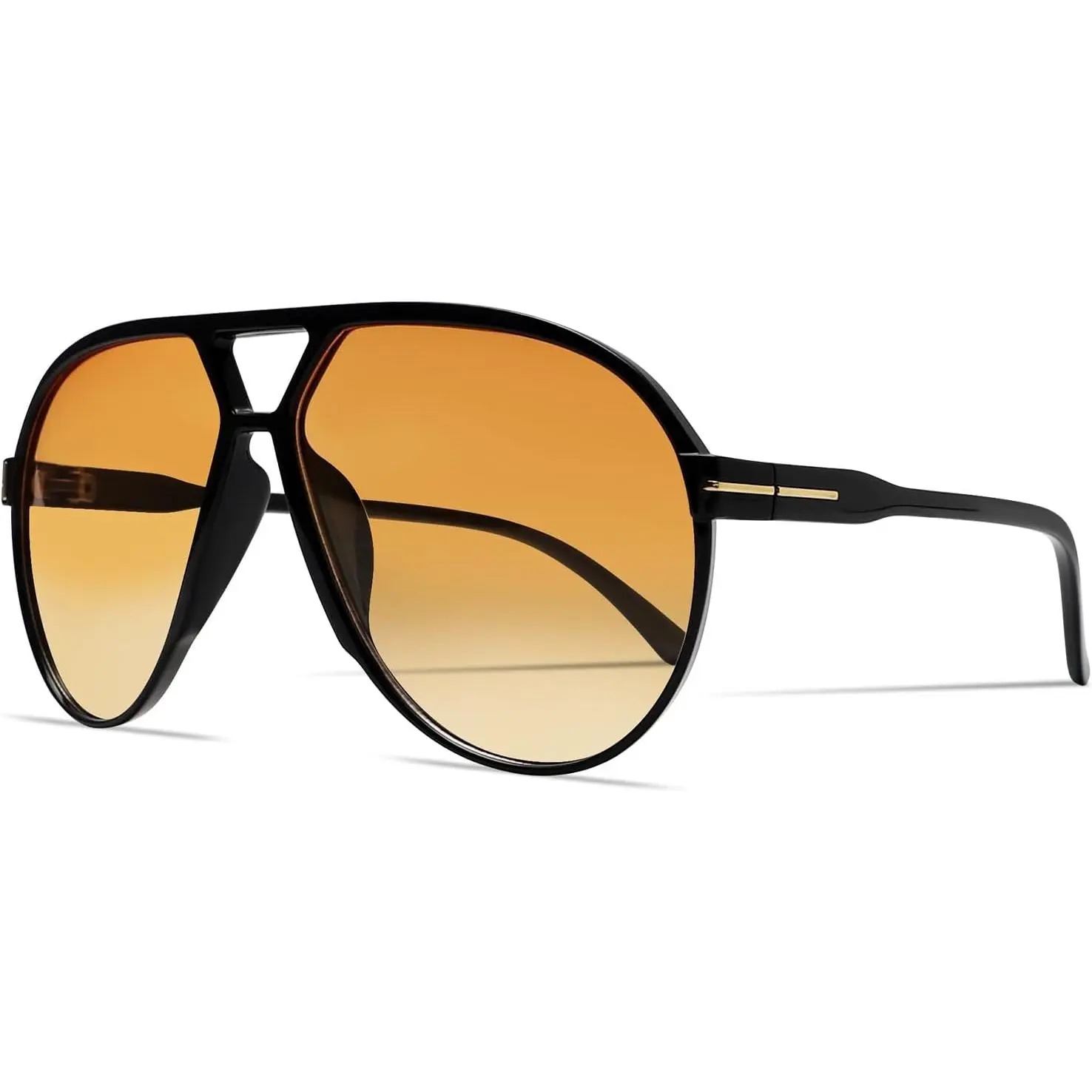 70s Oversized Square Pilot Sunglasses for Women and Men - Tangle-Free Vintage Design, UV-Protection, Square Pilot Shades