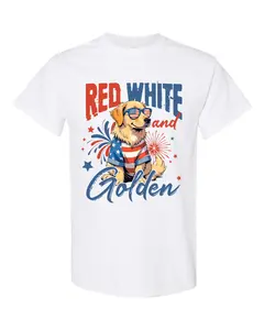 Red White and Golden Shirt, Golden Retriever 4th of July T-Shirt, Patriotic Dog Graphic Tee, Independence Day Gift for Dog Lovers