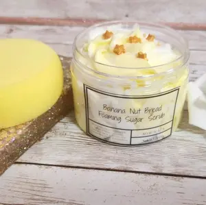 Banana Nut Bread Whipped Foaming Sugar Scrub. Exfoliating Shea Butter Body Wash & Scrub. All Natural Whipped Scrub Gentle Bright Cleansing Blend