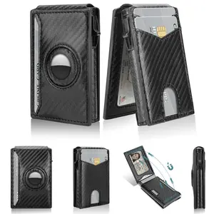 Men's Slim RFID Blocking Smart Bifold Pop-Up Aluminum Credit Card Holder - 6-12 Cards, ID Window, Ideal Gift for Fathers, Husbands, Brothers, Boyfriends, Birthday Presents