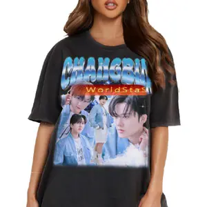 Changbin Vintage Korean Singer Fan T-shirt Retro 90s Style For Trendy Homage Gift Tshirt Cotton Fit