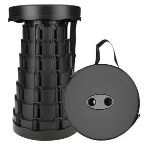 Heavy Duty Collapsible Stool 660lbs Max, Taller & Wider Telescopic Folding Chair with Cushion & Waterproof Bag, Compact Retractable Seat for Camping, Travel, Picnic, Hiking, and Outdoor Use non-slip drawer fabric upgraded foldable