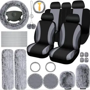 Car Interior Decorative Accessories, Car Seat Decoration Accessories, Universal Plush Steering Wheel Protective Cover Kit, Car Interior Seat Set, Automotive Accessories, Teen Girl Gifts, Decorative