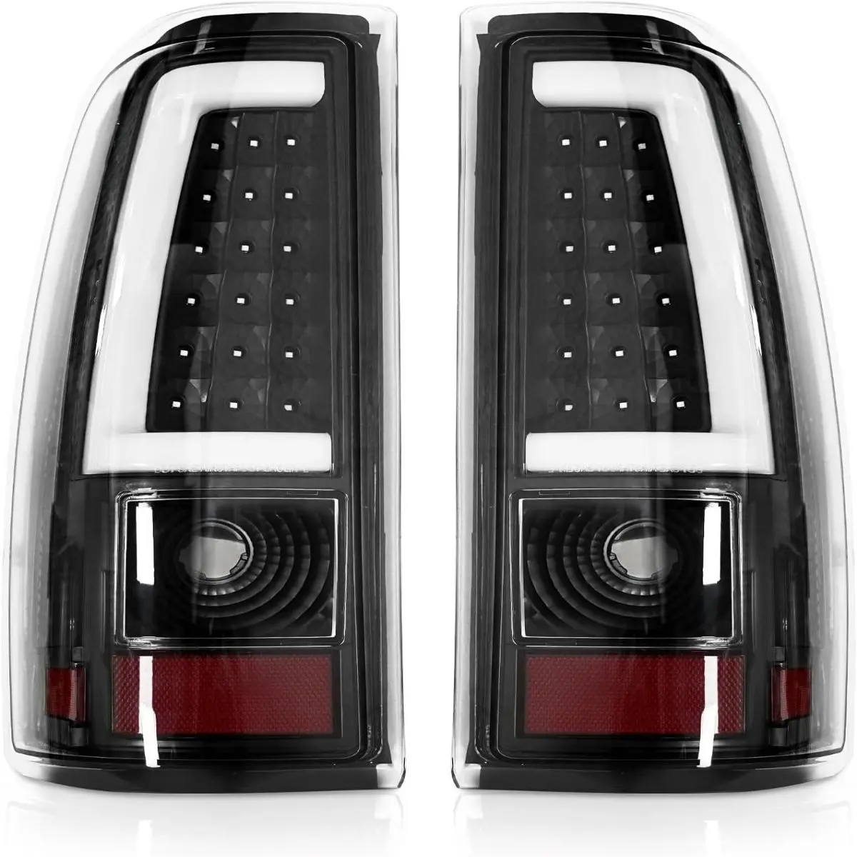 OE Look LED Style Durable Tail Lights Pair Kit for 2003-2006 Chevy Silverado 1500/1500HD, 2500/2500HD, 3500 - Plug-and-Play Left Driver & Right Passenger Side Rear Brake Lamps, Includes Bulbs & Harness, Easy Install, Oem Look