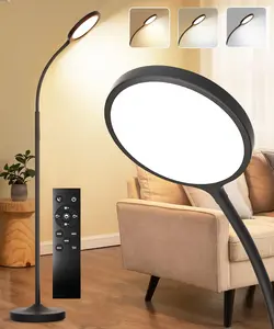 Dimmable Floor Lamp,Super Bright Modern LED Lamps Custom Color Temperature Standing Lamp with Remote Push Button Control,Adjustable Gooseneck Reading Floor Lamp for Living Room Bedroom Office