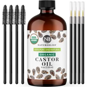 Castor (USDA Organic) (4oz) Body Care Oil Cold Pressed Hexane Free USDA Certified for Hair, Skin, Eyelashes, and Eyebrows