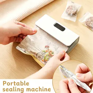 Portable Sealing Machine Rechargeable Mini Food Bag Sealer, Handheld Heat Sealer with Bag Cutter for Chips Snacks Coffee Kitchen Storage gift mom