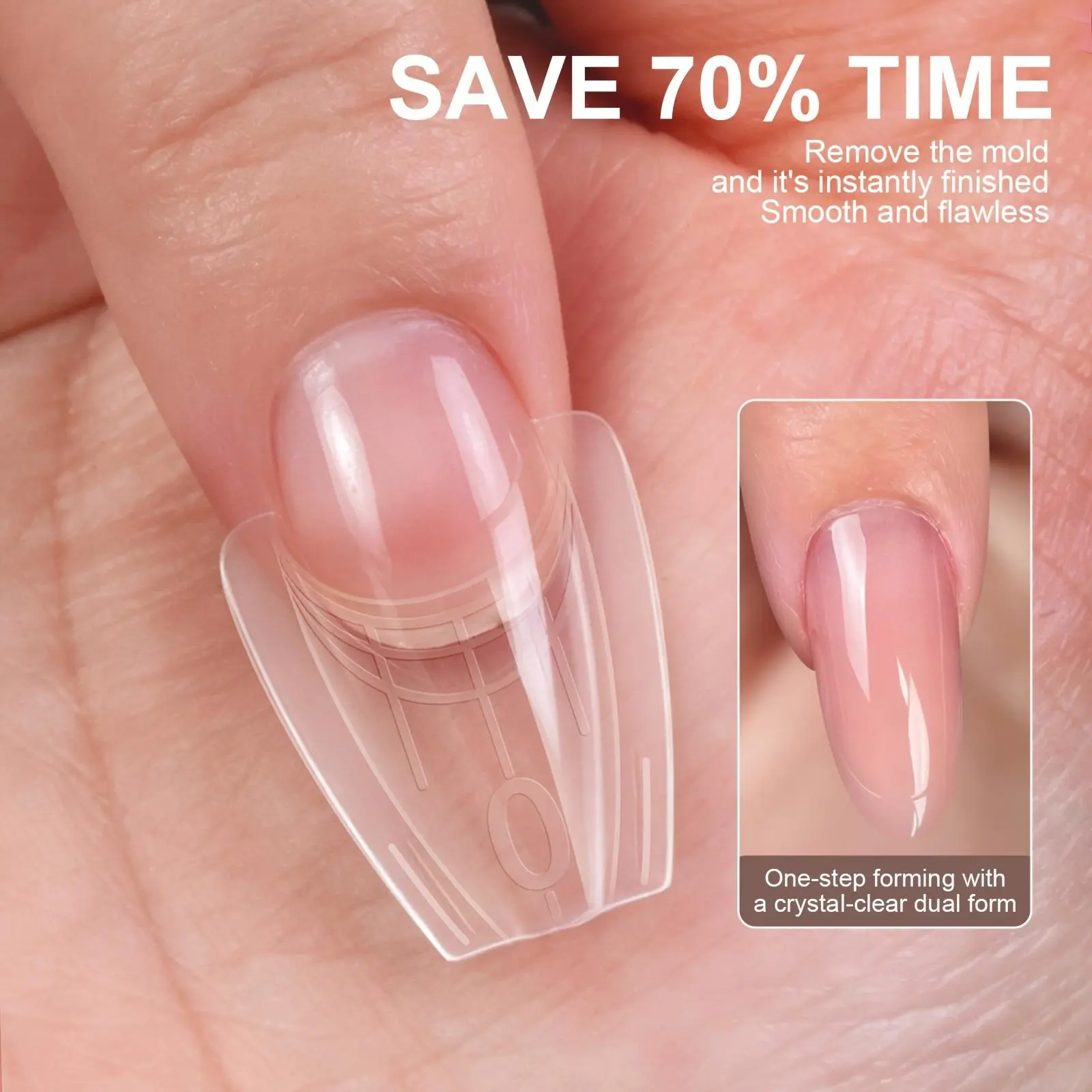 256pcs Short Sandwich Nail Dual Molds - Oval Nail Forms for Quick Extension,16 Sizes Acrylic Nail Art Tools Reusable Nail Molds