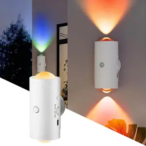 Smart Motion Sensor LED Night Light – USB Rechargeable RGB Gradient Ambient Wall Lamp with Magnetic Stick-On Design, 7 Dimmable Colors & Long Battery Life, Perfect for Bedroom, Hallway, Stairs, Bathroom & Halloween Home Decor Modern Mood Lighting Adjustab