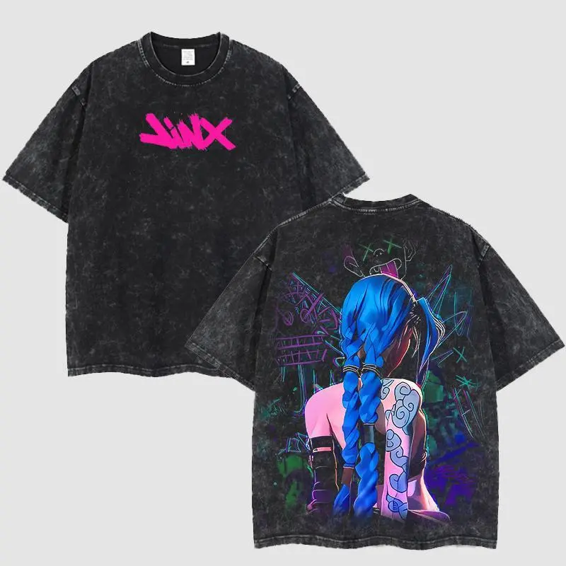 Retro Vintage Jinx x Powder Arcane: League of Legends  T-shirt Game Cotton, FPS, Game Lover Unisex Shirt Gift for Him Her Y2K Hoodie Sweatshirt