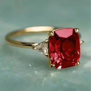 Red Cubic Zirconia Ring for Women, Wedding Jewelry Accessories, Engagement Party, Jewelry, Valentine's Day Gift