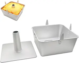 9.7 Inch Square Non-Stick Cake Pan, Hollow Bottom with Inverted Mold Buckle, Square Baking Mold for Pound and Sponge Cakes