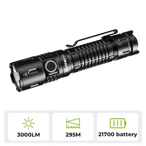 Wurkkos TD04 Tactical Flashlight 21700 5000mah Rechargeable Two Mode Group XHP50D HI Flashlight USB-C 3000 Lm Long-lasting Runtime Torch IP68 Waterproof EDC Tail Switch