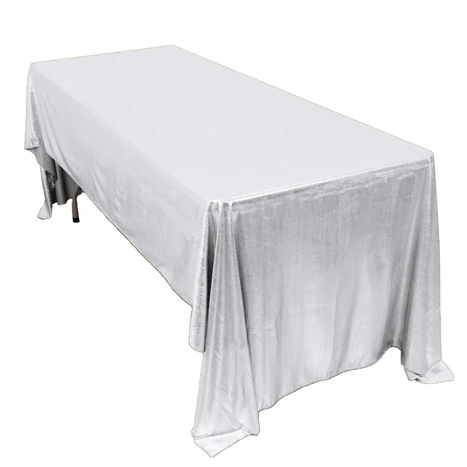 Silver Sequin Polka Dot Polyester Rectangle Tablecloth - 60"x126", Wrinkle-Free, Sparkling Outdoor Furniture Table Cover, Polka Dot Tablecloths