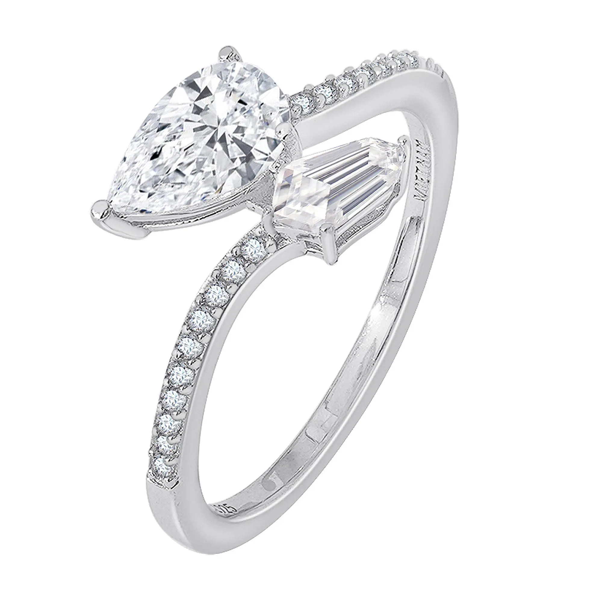 Diamonique 2.10 cttw Bypass Ring, Sterling Silver