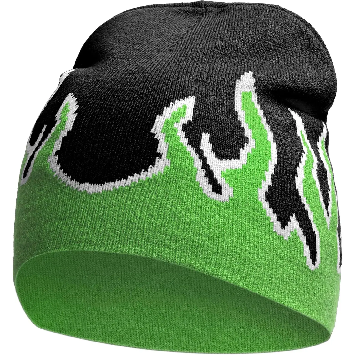 Fire Flame Beanie (Pack of 1 count) Baggy Slouchy Knit Rock Punk Ski Hat  Cap