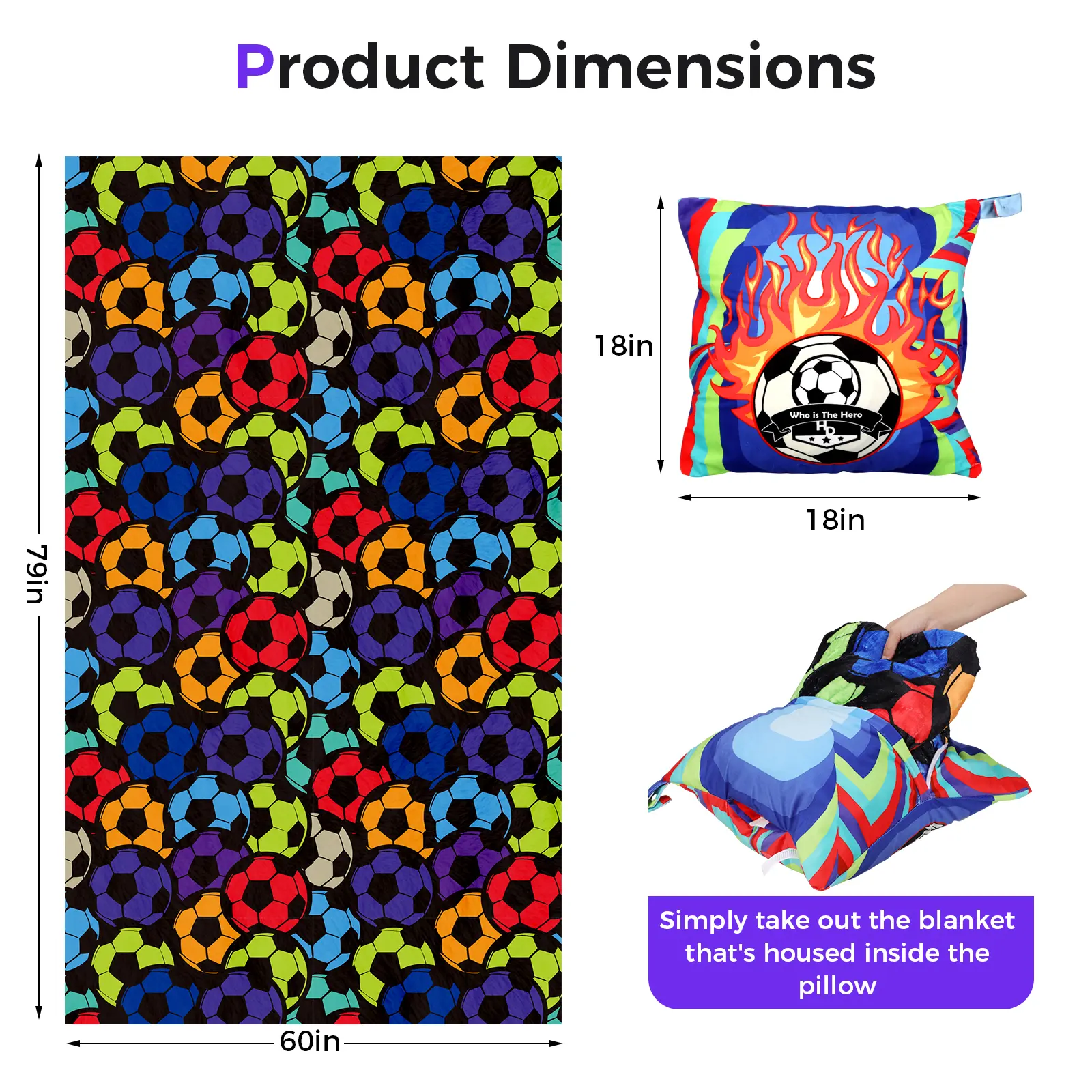 Flannel blanket: 60in x 79in