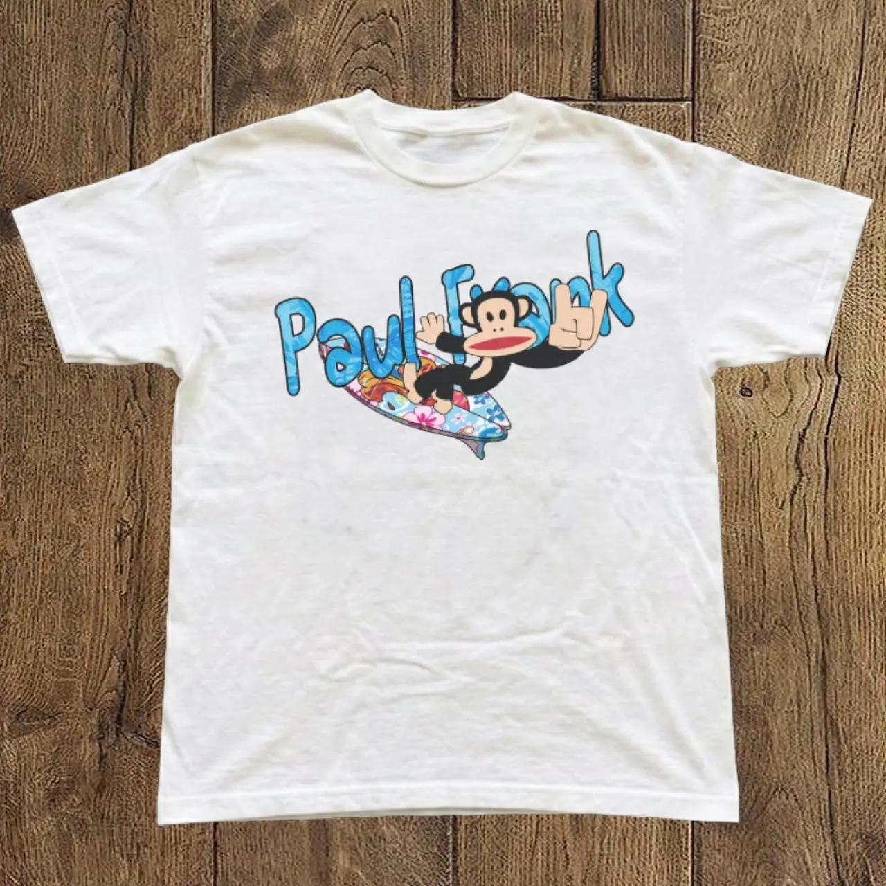 Paul Frank Men's White T-shirt, Paul Frank white graphic tee, Vintage Paul Frank Surf Shirt, Julius Monkey Graphic Tee, Y2K Streetwear T-Shirt, Retro Cartoon Graphic Tee, Unisex Oversized Shirt Menswear Handmade Top