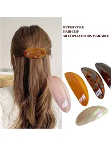 Women's Vintage Acetate Oval Hair Clip, Multi-Color Options, Soft and Elegant, Versatile for Commuting and School, Side Hair Accessory